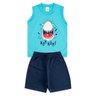 conjunto infantil masculino tubarao azul mega kids