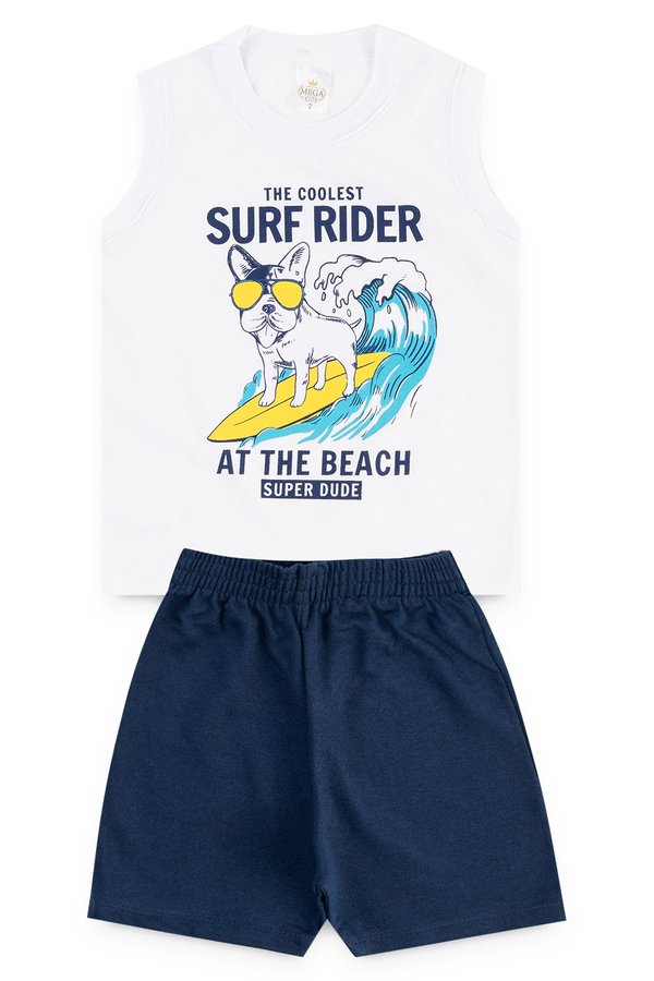 conjunto infantil masculino dog branco mega kids