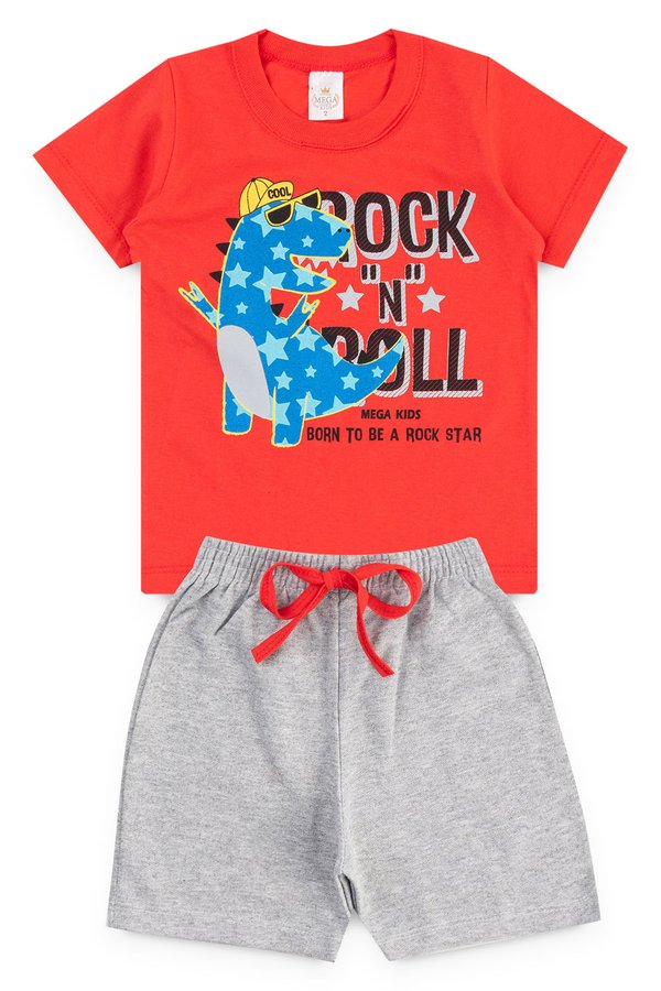 conjunto infantil masculino dino vermelho mega kids