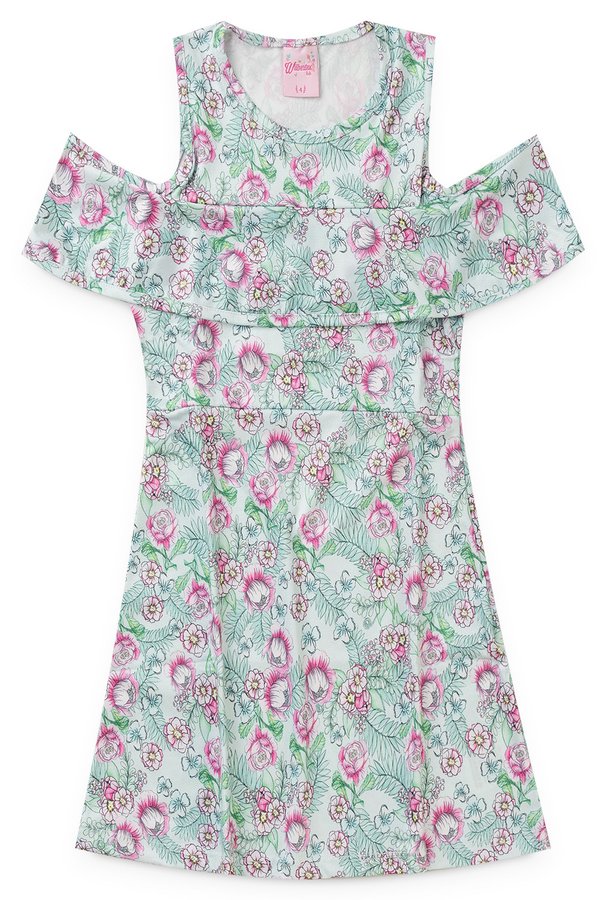 vestido infantil feminino floral verde
