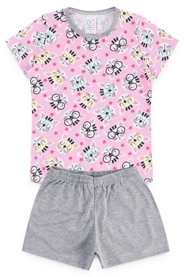 pijama infantil feminino gatinha rosa