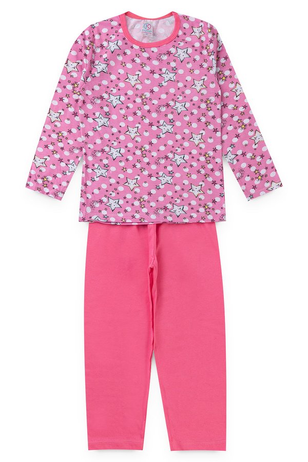 pijama infantil feminino estrelas rosa
