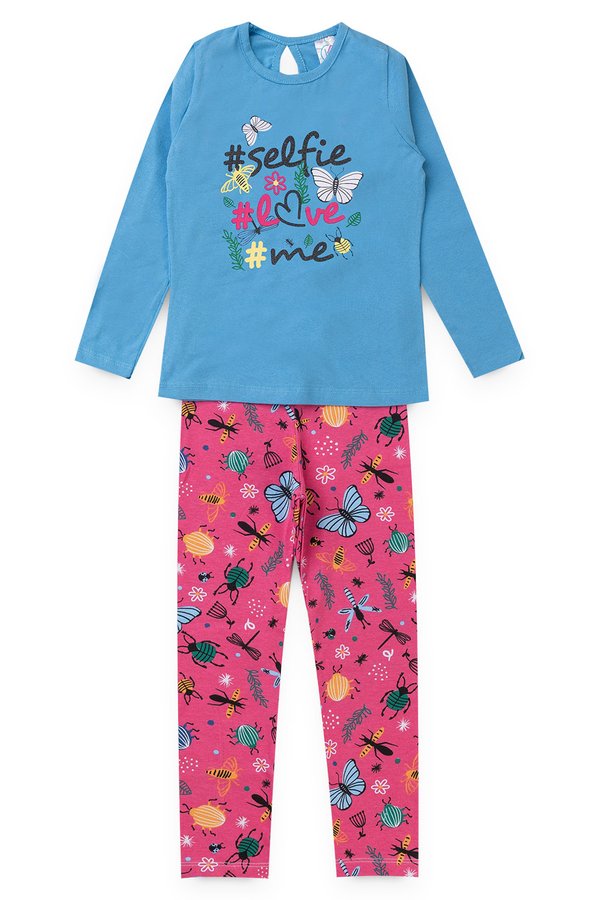 conjunto infantil feminino selfie azul
