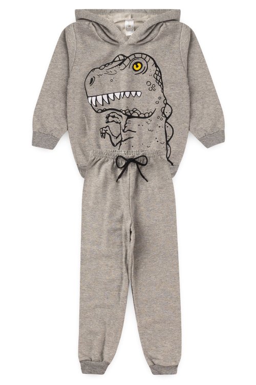 Conjunto Infantil Masculino Moletom Peluciado T-Rex Baby - Mescla